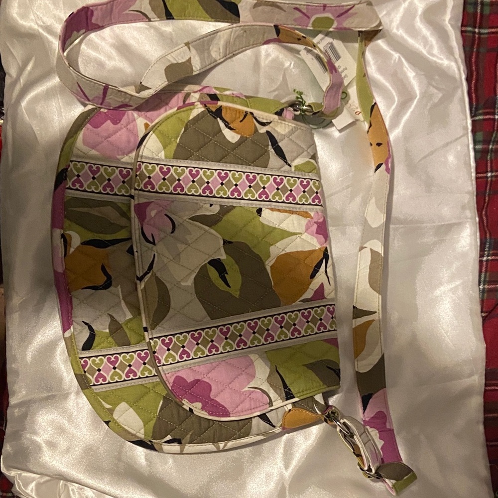 Floral Crossbody Bag with Heart Accents